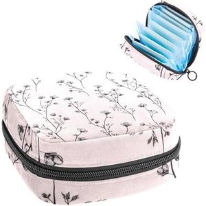 Leuke zachte kleine bloemen bloemenpatroon maandverband opbergtas grote menstruatie cup zakje met rits, menstruatie pads tas winkel panty voeringen tampons voor meisjes vrouwen