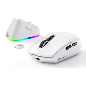 MAMBASNAKE x ATTACK SHARK G3PRO Gaming Muis met Magnetisch Oplaadstation, BT/2.4G Draadloos/Draadloos, PixArt PAW3311 Gaming Sensor, 59g Lichtgewicht, 25000 DPI LIGHTSPEED Gamer voor PC/Mac-Wit