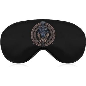 Viking Nordic Runes Wolf Centered Symbool Slaapmasker met verstelbare riem, comfortabel zacht oogmasker, slaaphulp, lichtblokkerende oogmaskers