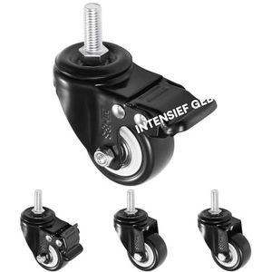 H&S - Zwenkwielen Set van 4 - Rubberen Wielen 50 mm - Meubelwielen met Dubbele Kogellager Zwenkkop en M10 Schroefdraad