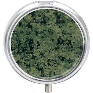 Groene Leger Digitale Camouflage Pillendoos Waterdichte Draagbare Geneeskunde Pil Case Vochtbestendige Metalen Reizen Pillendoos met 3 Compartimenten Geneeskunde Case