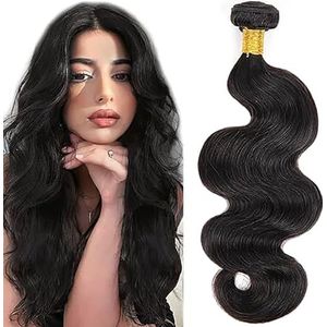 Salharer Body Wave Human Hair Bundles Single Extensions Machine Double Wefts Unprocessed Remy Weave #1B Natural Black Color for Woman 30 Inch