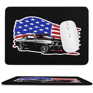 Muscle Car met Amerikaanse vlag muismat antislip muismat rubberen basis muismat voor kantoor laptop thuis 7,9 x 9,4 inch
