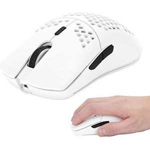 T66 draadloze gamingmuis, 2.4G honingraat hol ontwerp foto-elektrische minimuis met 7 programmeerbare RGB-achtergrondverlichtingsmodi, instelbaar 3600 DPI(Wit)