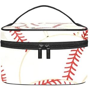 Honkbalprint make-up organizer tas, reismake-up tas organizer case draagbare cosmetische tas voor vrouwen en meisjes toiletartikelen, Meerkleurig, 22.5x15x13.8cm/8.9x5.9x5.4in