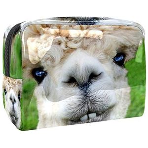 Draagbare Make-up Tas met Rits Reizen Toilettas voor Vrouwen Handige Opslag Cosmetische Pouch Alpaca Dier Llama
