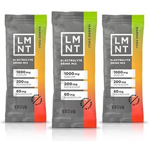 LMNT Keto Electrolytenpoederpakketten, paleo hydratatiepoeder, geen suiker, geen kunstmatige ingrediënten, mango chili, verpakking van 30 stuks