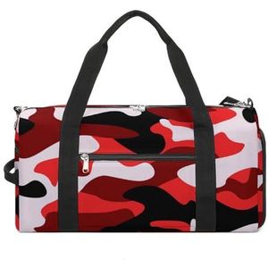 Rode Camouflage Reizen Gym Tas Met Schoenen Compartiment En Natte Zak Grappige Tote Bag Duffel Bag Voor Sport Zwemmen Yoga