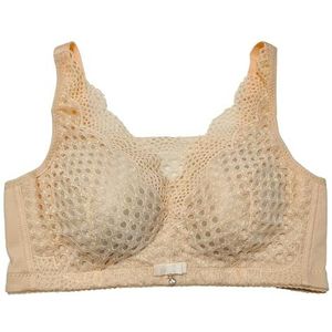 Sexy Kanten Bralette For Dames Mastectomie-bh's Met Dunne Zakken Plus-formaat Draadloze Bandeau-bh Prothese-bh's Ondergoed (Color : Beige, Size : L/Large)