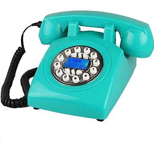 Vintage telefoon, Retro Desn Snoer Woonkamer Studeerkamer Retro Decoratie Thuiskantoor Telefoon Vintage Telefoon-Blauwe, Zilveren Knop(Silver Button)