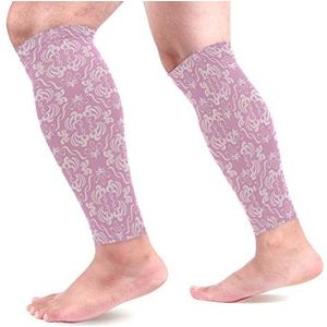 EZIOLY Bloemen Sport Kalf Compressie Mouwen Been Compressie Sokken Kalf Guard voor hardlopen, Fietsen, Moederschap, Reizen, Verpleegkundigen