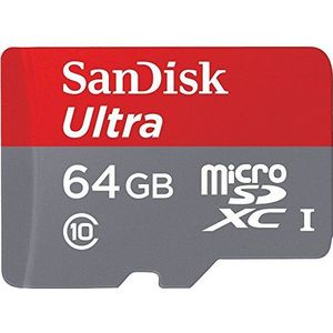 SanDisk Ultra 64 GB micro SD SDXC geheugenkaart UHS-I klasse 10 (verlengd)