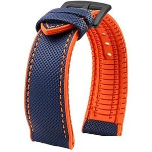 Geschikt for Breitling Geschikt for Hamilton Geschikt for Seiko Geschikt for Omega Geschikt for Tissot Nylon fluorrubber horlogeband Siliconen armband Herenhorlogeband Roestvrij stalen gesp (Color :