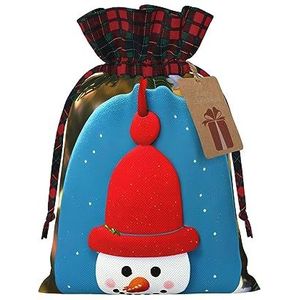 Kerst Karton Sneeuwman Ambachtelijk Vervaardigd Trekkoord Jute Gift Bags-Herbruikbare Kerst Gift Zakken Voor Feestelijke Gelegenheden