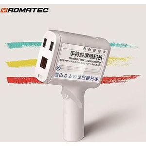 Draagbare inkjetprinter, Mini Handheld Inkjet Printer Barcode Barcode Lot Identificatie Label Draagbare 12.7mm Smart Inkjet Printer(White with 1 ink)