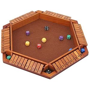 1-6 Spelers Shut The Box Dice Game, Houten Bord Tafel Rekenspel met 12 Dobbelstenen 6 Zijdig Houten Bordspel Klassiekers Tafelspellen voor Kinderen Volwassenen, Familie, Klaslokaal