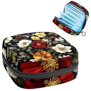 Kleurrijke bloemen naadloze bloemen maandverband opbergtas grote menstruatie cup zakje met rits, menstruatie pads tas winkel panty voeringen tampons voor meisjes vrouwen