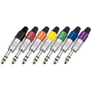 10 stuks/partij 3 polen 6,35 mm stereo stekker 1/4 inch plug microfoon plug 3 pin 3 6,35 mm stereo draadstekker (kleur: gemengde kleuren)