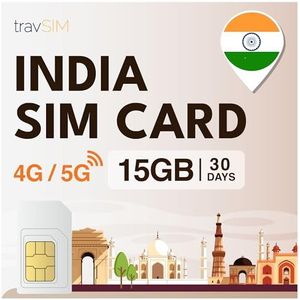 travSIM SIM Card India| 15GB Mobiele Data | Gratis Roaming in Sri Lanka & 15+ Landen in Azië | Het plan op deze SIMkaart India is 15 dagen geldig.