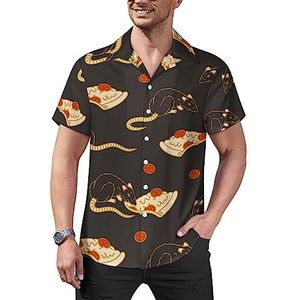 Pizza And Rats casual overhemden met knopen voor heren, korte mouwen, Cubaanse kraag, T-shirts, tops, Hawaiiaans T-shirt, 3XL