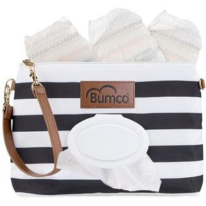Baby Bumco Luier Clutch Bag - Waterbestendig; Lichtgewicht; Hervulbare doekjes Dispenser; Draagbare Verkleedset (Jett Black)