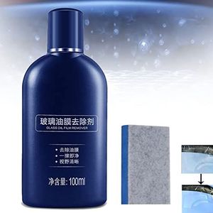 Oil Film Cleaning Cream Chief, Glass Oil Film Remover For Car, Windshields Cleaning Liquid, Car Glass Cleaner With Sponge, Water Spot Remover For Cars (1 Pcs)