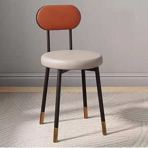 Keuken Lederen Eetkamerstoelen, Ergonomie Eetkamerstoelen, Stevige Koolstofstalen Metalen Poten, Toonbank Woonkamer Woonkamer Receptie Eetkamerstoel (Color : Gray orange, Size : Black frame)