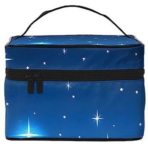 Blauwe ster patroon reizen cosmetische tas reizen toilettas cosmetische tas voor mannen en vrouwen, & geschikt voor cosmetische toiletartikelen, Zwart, Eén maat
