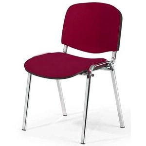 Office & More Chrome bezoekersstoel, ISO, comfortabele conferentiestoel, stapelbaar, met gewatteerde zitting en rugleuning, afzonderlijk artikel (bordeaux)