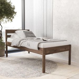 120x200 cm houten bed - Anu hoogslaper zonder lattenbodem - geolied in de kleur Canadees eiken - massief berkenhout - ondersteunt 350 kg
