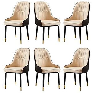 GEIRONV Lounge stoel set van 6, moderne eenvoudige woonkamer slaapkamer keuken hotel receptie stoel PU Lederen eetkamerstoelen Eetstoelen (Color : Flesh-colored)