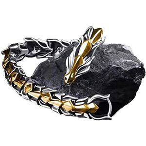 Yisawroy Retro Stijl Draak Link Ketting Armband Lente Haak Sluiting Polsband Gothic Stijl Dragon Curb Chain Armband Sieraden Geschenken Draak armband voor mannen kinderen