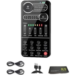 K9 Mini Voice Changer Headset Sound Maching Card voor Microfoon Live Screaming