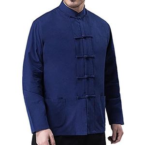 OIFAODAO, Tai Chi Uniform Mannen Tang Pak Chinese Traditionele Kung Fu Kleding Katoen Linnen Lange Mouw,Tai Chi-uniformen(Blu,XXL 3XL)