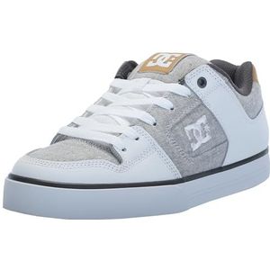 DC Pure Low Top veterschoen casual schoen sneaker skate-schoen, grijs/wit/grijs, 46 EU, grijs/wit/grijs., 46 EU