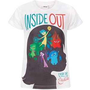 Disney Girls Inside Out T-shirt Sublimation Kids White Top Tee 5-6 jaar