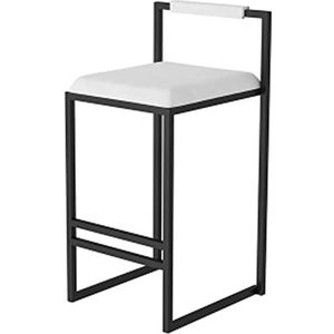 Luxe keukenbarkruk, fluwelen stoel eetkamerstoel met zwart metalen poten, gestoffeerde barkruk voor keuken eetkamer slaapkamer pub café vrijetijdsstoel, zithoogte 65 cm (kleur: wit)
