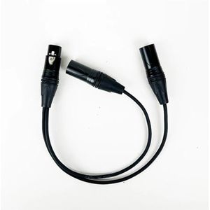 Professionele 3Pin XLR Vrouwelijke Jack Naar Dual 2 Mannelijke Plug Y Splitter Kabel Kleur XLR Adapter Snoer 0.3M 0.5M (Color : Svart, Size : 0.3m)