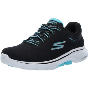 Skechers Go Walk 7-Cosmic Waves Athletic Walking Sneakers voor dames, Zwart Turkoois, 39 EU