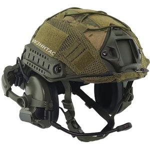 Militaire Fast Helm, 5 mm, versterkt, met tactische hoofdtelefoon en camouflagehoes, vechtuitrusting voor volwassenen (zonder ruisonderdrukking)