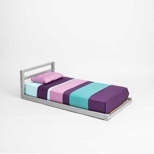 Bedframe op de vloer, Frame voor peuterbed, Kinderbedframe, Houten bed, Montessori-meubels, Montessori-bed (Grijs, 200x150cm)