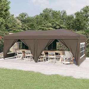 JUDYY Opvouwbare partytent met zijwanden, taupe, 3 x 6 m, partytent, gordijnen voor evenementen en tenten, gordijnen voor buitenpaviljoen 93547