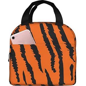 JYQCNSMJYB2 Oranje Tiger Leopard Print Geïsoleerde Lunch Bag Lichtgewicht, Draagbare Box Tote Bag Houdt Voedsel Warm/Koud voor Uren