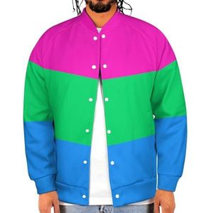 Polysexual Pride Flag LGBT Grappige Mannen Baseball Jacket Gedrukt Jas Zachte Sweatshirt Voor Lente Herfst
