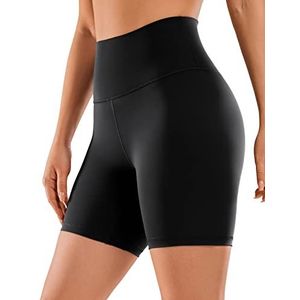 CRZ YOGA Yogashort Voor Dames Met Naakt Gevoel - 6 Inch Hoog Getailleerde Trainingsshorts Atletische Hardloopfietsbroek zwart S