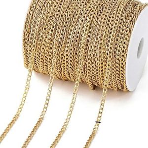 meter roestvrijstalen kettingen goudkleurige lippen kralen kralenketting voor sieraden maken DIY ketting armband accessoires-S6 goud 2,9 mm-2 meter