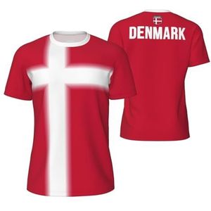 Sport Mesh T-Shirt Denemarken Vlag voor Running Bike Voetbal Tennis Voetbal Fitness Tees 3D Gedrukt, Meerkleurig, XXL