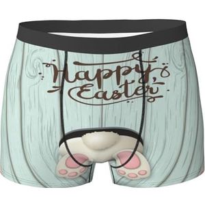 ZJYAGZX Mooie Pasen Konijn Kleuren Eieren Bunny Print Heren Boxer Slips Trunks Ondergoed Vochtafvoerend Heren Ondergoed Ademend, Zwart, XL