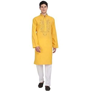 SKAVIJ Kurta Pyjama 2-Delig - Feestjurk - Herenkostuum Goud XL