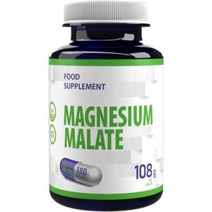 Magnesium Malaat 2000mg per portie 180 Vegan Capsules,in Laboratorium getest, puur, zonder vulstoffen